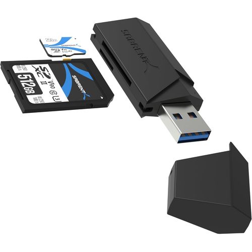 Lecteur de Carte Mmoire,SD/Micro SD  USB 3.2 Adaptateur Double Slot pour Cartes MMC,TF,SDXC,SDHC ,Micro SDHC,Micro SDXC,UHS-I,5Gbps Transfert Rapide,Accs Simultan  2 Cartes (CR-UMSS)