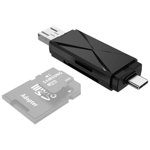 Lecteur de carte OTG-SD/TF/Type-C/Micro USB pour PC et Mobile-Noir Noir