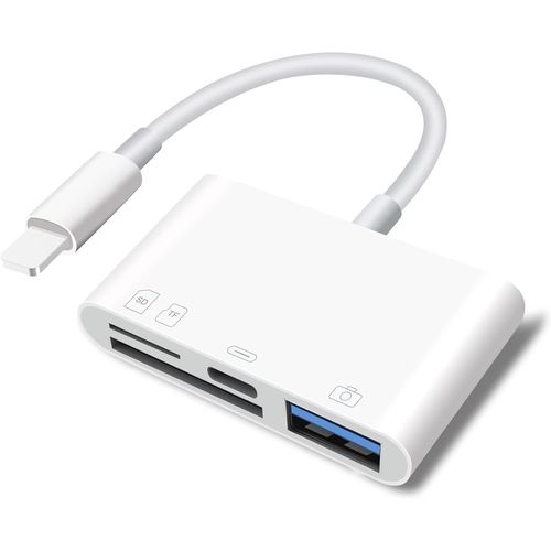 Lecteur de carte SD et micro SD 4 en 1 pour iPhone/iPad/appareil photo,lecteur de carte Lightning,adaptateur USB OTG,charge simultane,lecteur de carte mmoire,Plug and Play
