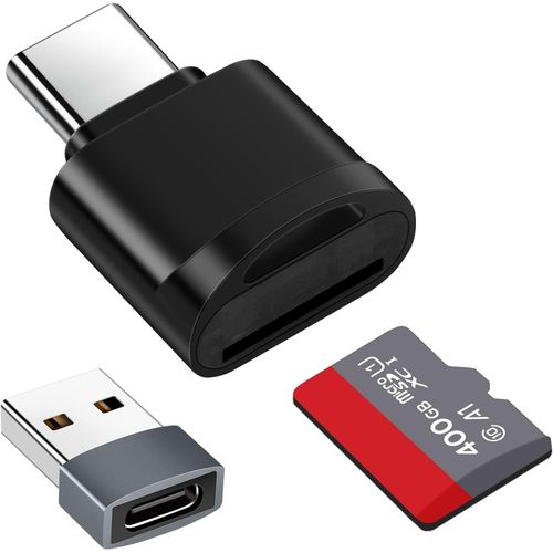 Lecteur de Carte TF,Lecteur de Carte Micro SD,Adaptateur de Lecteur de Carte Mmoire TF Type C avec Adaptateur USB C vers USB Compatible avec Les Ordinateurs Portables,MacBook,Samsung (Noir)
