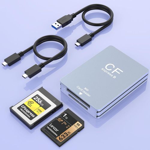 Lecteur de Carte Type B & SD 2 en 1, Lecteur de Carte Mmoire CF Express Type B de USB 3.1 (Gen 2) 10Gpbs Aluminium Type B & SD Carte Adaptateur pour Windows/Mac/Linux/Android