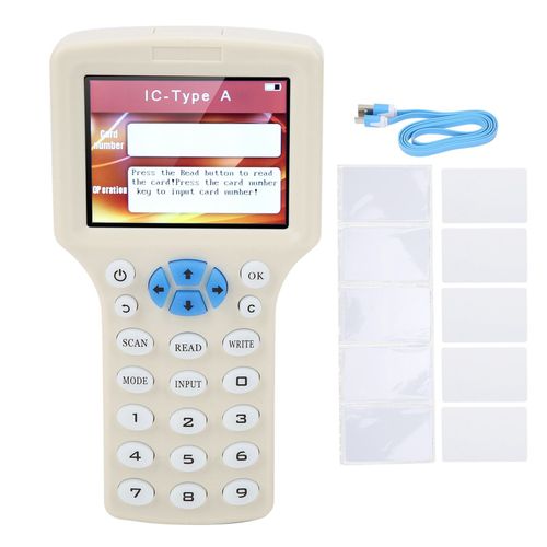 Lecteur De Cartes D'identite A Puce Portable, Duplicateur D'etiquettes Cuid/Fuid/Ufuid Multifrequences, Beige