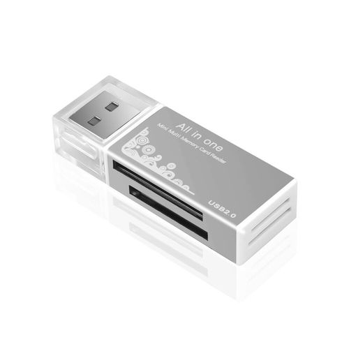 Lecteur de cartes mmoire 2 en 1 USB 3.0 vers SD TF,adaptateur pour ordinateur portable,accessoires,lecteur flash,intelligent,2.0 - Type USB2.0 Silver 4 in 1