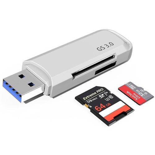 Lecteur de cartes portable USB C307 pour SD, SDHC, SDXC, microSD, microHC. - Blanc