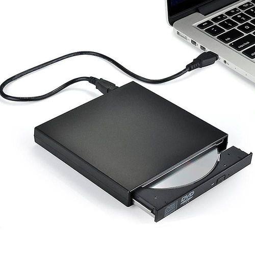 Lecteur de Cd Dvd externe, Usb 2.0 Slim Protable Lecteur cd-rw externe Dvd-rw Burner Writer Player pour ordinateur portable pc de bureau, noir