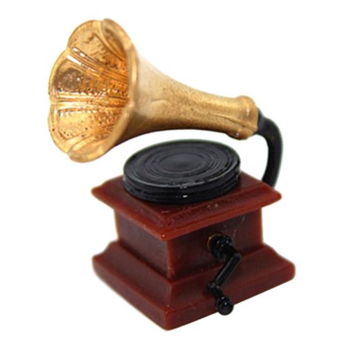 Lecteur De Disques Rtro Fait  La Main 1:12, Ancien Modle De Maison De Poupe, Salon Chambre  Coucher