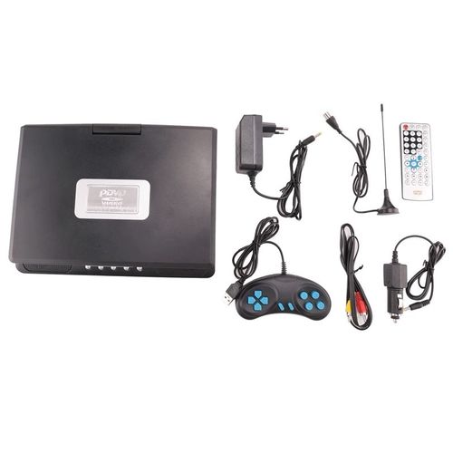 Lecteur DVD mobile portable EVD HD,prend en charge les jeux,traitement du son 3D intgr,prend en charge la fonction radio FM,9.8 pouces - Type Black EU Plug
