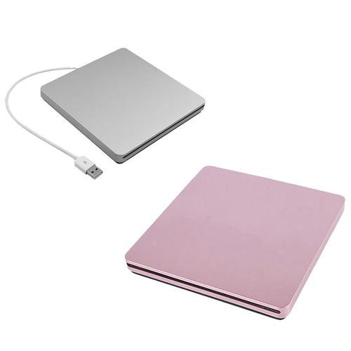 Lecteur DVD portable USB 2.0, lecteur CD DVD +/-RW pour ordinateur portable Pro Air Windows 7/8/10 rose