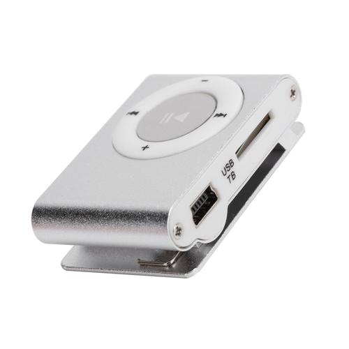 Lecteur multimédia de musique numérique portable MiniMP3 BackClip avec écouteurs et câble USB (argent)