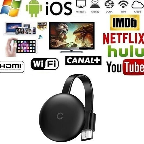 Lecteur multimdia sans fil Wifi 1080P, charbon de bois pour la gnration Chromecast