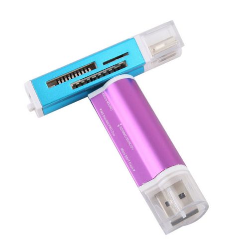 Lecteur usb 2.0 multi carte mmoire : Micro SD / TF M2 MMC SDHC MS Duo - Violet
