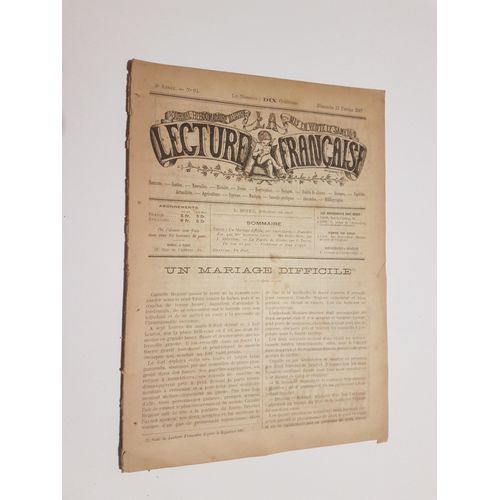 Lecture Francaise N 94 13 Fvrier 1887 Un Mariage Dificile Un Duel Aim Giron Poussire D'orhenriette Large Ma Belle Mre J Abberton La Pupille De Gladie F Travel