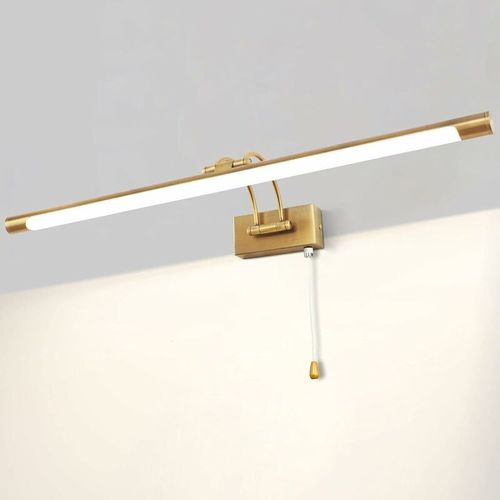 Led 12w Ip44 Miroir Applique Murale Eclairage De Salle De Bain Laiton Interieur Eclairage Avec Interrupteur, 60cm 3000k Appliques Pour Tableaux Et Vitrines Bras Reglable Lampes De Lecture Goodnice