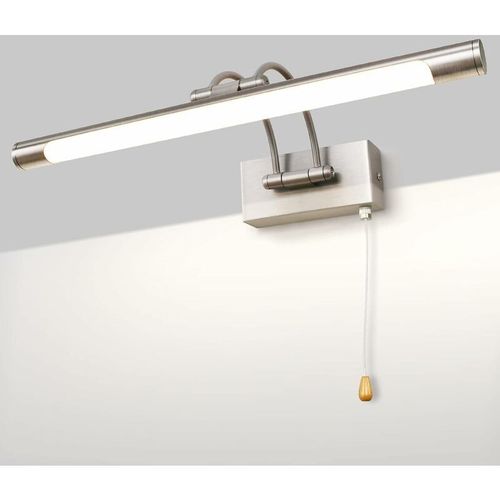 Led 8w Ip44 Miroir Applique Murale Eclairage De Salle De Bain Nickel Interieur Eclairage Avec Interrupteur, 40cm 3000k Appliques Pour Tableaux Et Vitrines Bras Reglable Lampes De Lecture Goodnice