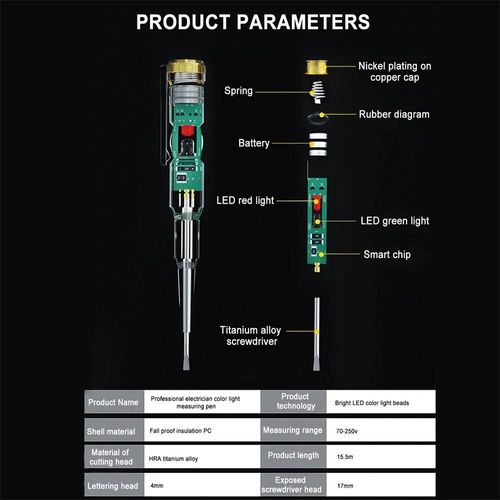 Led - Dtecteur De Tension  Induction Intelligent, Voltmtre, Testeur De Circuit, Tournevis lectrique Avec Indicateur lectricien