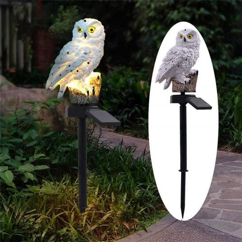Led Lights, Jardin Lumires Solaires Veilleuses En Forme De Chouette Lampe Solaire , Abs, Blanc, 450mm/17.7inch