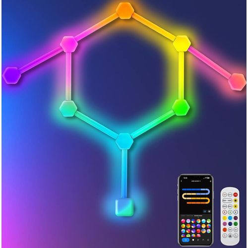 Led Murale Gaming, Barre Led Rgbic 3d Deco Gaming Applique Murale Led Intelligentes, Lampe Setup Gaming Fonctionne Avec Alexa Google Assistant Musique Sync App Et Contrle Vocal Pour Chambre, 19pcs