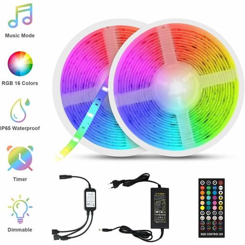 Led Ruban Musical,Bande Led 10m (5m2) 5050 Rgb Ip65 Lumire Multicolore Bandeau Led Auto-Adhsif Avec Tlcommande Dcoration Pour L'intrieur Et L'extrieur Dans Nol,Fte,Etc. Goodnice