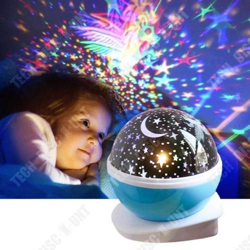Led Veilleuse Enfant Etoile Projection Colore Rotation Lampe Projecteur Lumiere Plafond, Cadeau Pour Bb Anniversaire Nol - Bleu