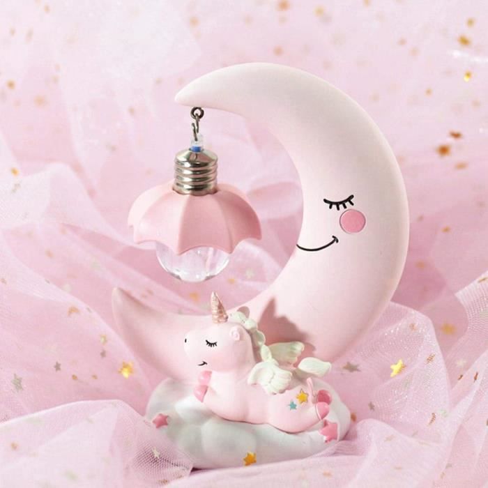 Led Veilleuse Resine Lune Licorne Dessin Anime Bebe Lampe De Chevet Enfants Fille Jouet Cadeau De Noel Decoration De Chambre Enfant Qui Rakuten