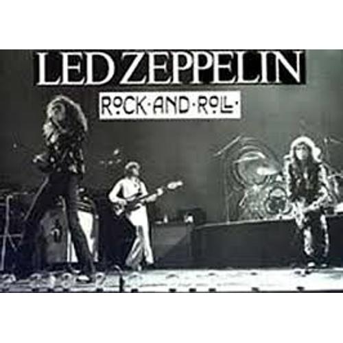 Led Zeppelin - Rock And Roll - Jimmy Page Robert Plant John Bonham John Paul Jones - Live - Poster Noir Et Blanc 59,5x84 Cm
