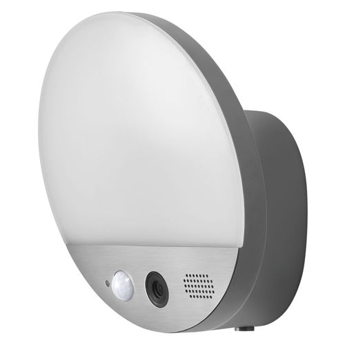 Ledvance Smart+ Wifi Wall Round Camera 10.5cm - Lampe D'extrieur Avec Dtecteur De Mouvement, Capteur De Lumire Du Jour Et Camra Hd, Tlcommande Et Fonction D'alarme, 15 W, 3000 K, 950lm, Ip 44