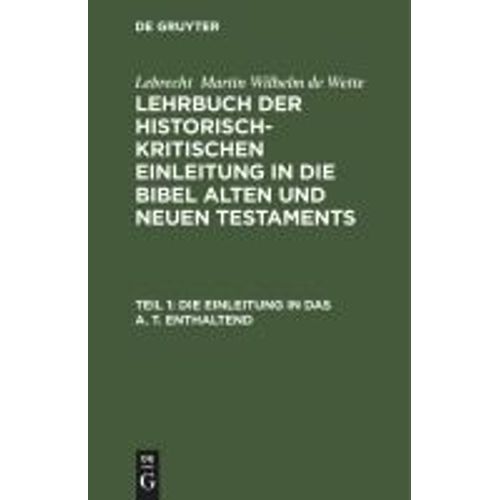 Die Einleitung In Das A. T. Enthaltend    Format Reli 