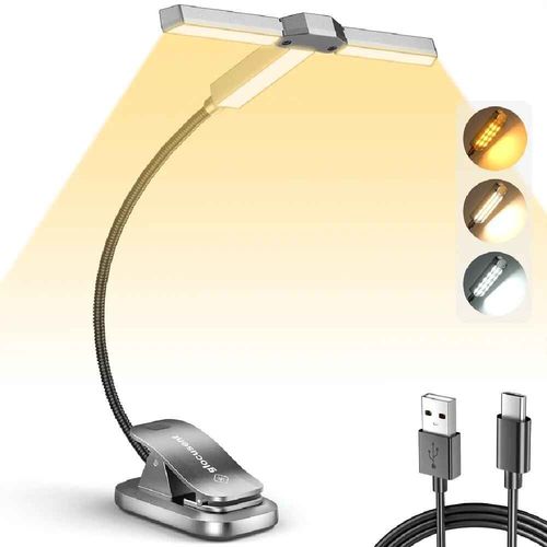 Leic-Head-Lampe De Lecture Led Aste Par Usb,Lumire De Livre  Intensit Variable,Veilleuse,Mini Lampe  Clip,Lampe D'tude,1000mah - Type Silver