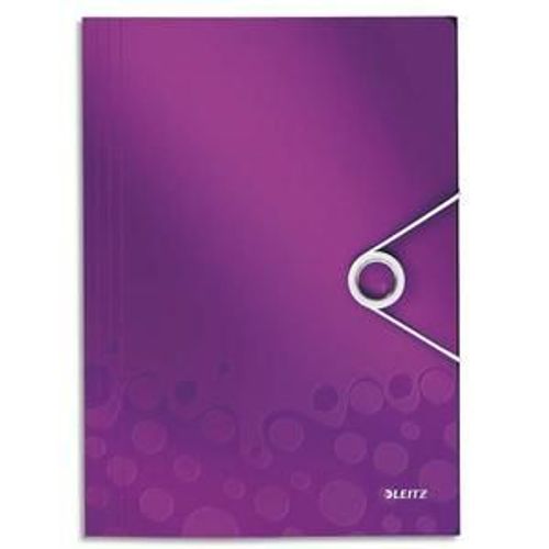 Leitz Chemises 3 Rabats  lastique Wow En Polypopylne. Coloris Violet.