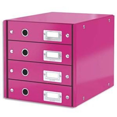 Leitz Module De Classement 4 Tiroirs Wow En Carton Recouvert De Polypropylne. Coloris Rose.