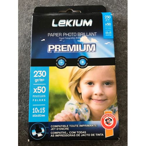 Lekium papier photo brillant 47 feuilles 10*15 230gr/m2