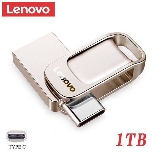 Lenovo 2TB USB Flash Cls USB 3.0 Mtal Haute Vitesse Pendrive Capacit Relle Memory Stick U Disque Pour PC Adaptateur TYPE-C - Type 1TB