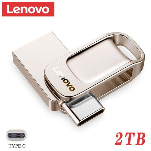 Lenovo 2TB USB Flash Cls USB 3.0 Mtal Haute Vitesse Pendrive Capacit Relle Memory Stick U Disque Pour PC Adaptateur TYPE-C - Type 2TB