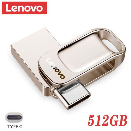 Lenovo 2TB USB Flash Cls USB 3.0 Mtal Haute Vitesse Pendrive Capacit Relle Memory Stick U Disque Pour PC Adaptateur TYPE-C - Type 512GB