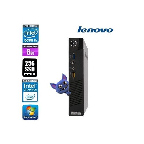 LENOVO THINKCENTRE TINY M73 CORE I5 4570T 2.9GhzCore i5-2.9 GHz 8 Go 256 Go Go Intel HD Graphics Familys Microsoft Windows 7 Professional 64-bit Edition Clavier+souris neuf compatible AZERTY