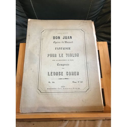 Lonce Cohen Fantaisie Don Juan Mozart Partition Violon Piano Ed. Margueritat