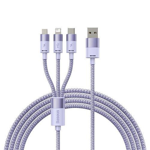 Les 14 13 Ip Samsung Xiaomi Huawei Baseus 3-En-1 Cble Micro-Usb De Type C Usb Chargeur Rapide Micro Usb Cble De Donnes De Type C - Type Purple-1.2 M