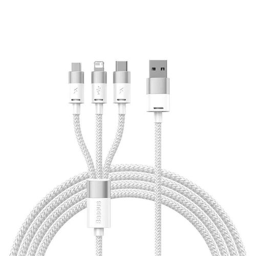 Les 14 13 Ip Samsung Xiaomi Huawei Baseus 3-En-1 Cble Micro-Usb De Type C Usb Chargeur Rapide Micro Usb Cble De Donnes De Type C - Type White-1.2 M