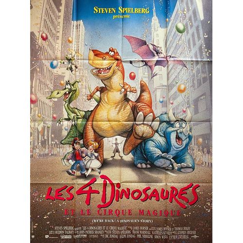 Les 4/Quatre Dinosaures Et Le Cirque Magique (We're Back! A Dinosaur's Story) - Vritable Affiche De Cinma Plie -Format 120x160 Cm - De Phil Nibbelink, Dick Zondag, Ralph Zondag, Simon Wells, - 1994