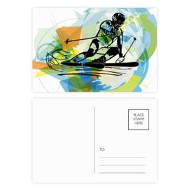 Les Athletes De Ski Acrobatique En Aquarelle Sports Carte Etablie pcs Carte Cote Postale Anniversaire Grace Rakuten