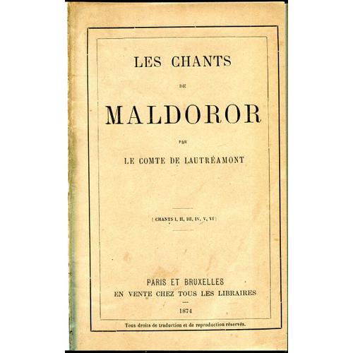 Les Chants De Maldoror Edition Originale 1874   de Lautréamont Isidore Ducasse  Format Relié 