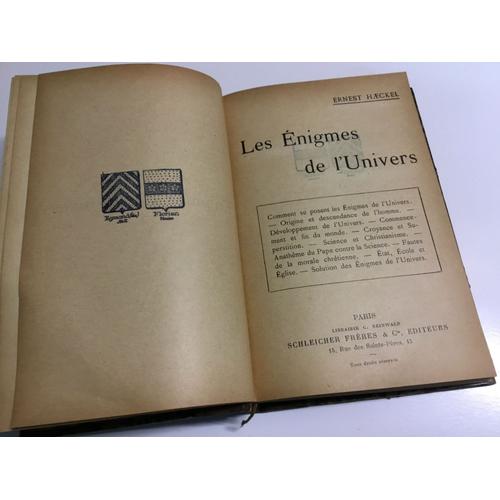Les nigmes De L?Univers   de Ernest Haeckel 