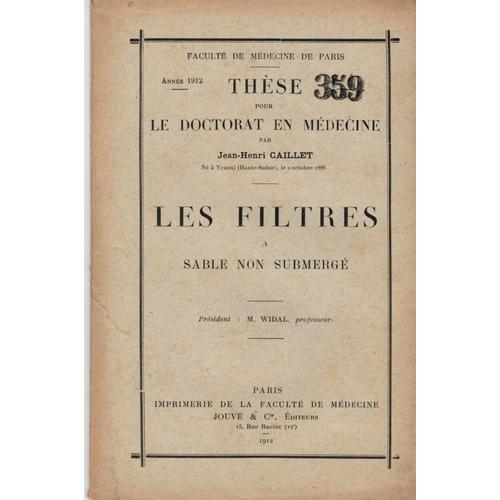Les Filtres  Sable Non Submerg   de Jean Henri Caillet