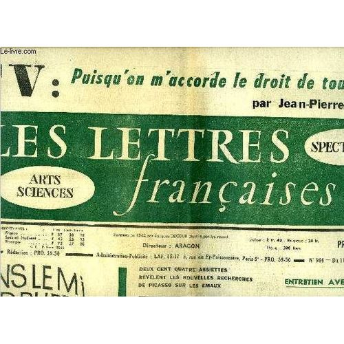 Les Lettres Franaises N 986 - Entretien Avec John Huston, Un Amricain A Paris, Dans Le Miroir Du Petit cran Par Jean Pierre Chabrol, Vu De Loin Par Pierre Daix, Pierre Moinot Et Le Bonheur Sous Le(...)   de Collectif 