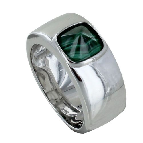 Les Poulettes Bijoux - Bague Argent Large Pyramide Malachite