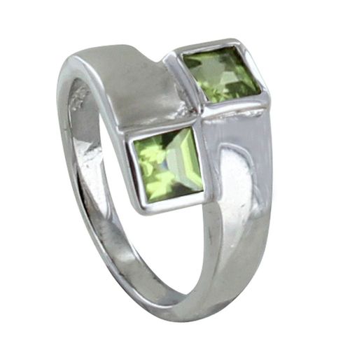 Les Poulettes Bijoux - Bague Argent Rhodi Toi Et Moi Carr Pridot