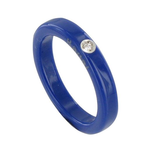 Les Poulettes Bijoux - Bague Diamant Blanc Rsine Bleu Fonc Et Argent