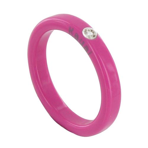 Les Poulettes Bijoux - Bague Diamant Blanc Rsine Fuchsia Et Argent