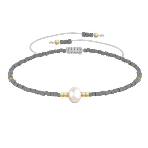 Les Poulettes Bijoux - Bracelet Lien Perle D'eau Douce Blanche Et Petites Perles Mates