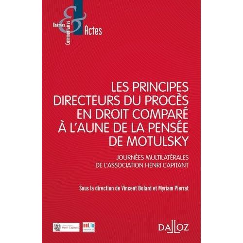 Les Principes Directeurs Du Procs Civil En Droit Compar  L'aune De La Pense De Motulsky - Journes Multilatrales De L'association Henri Capitant    Format Grand Format 